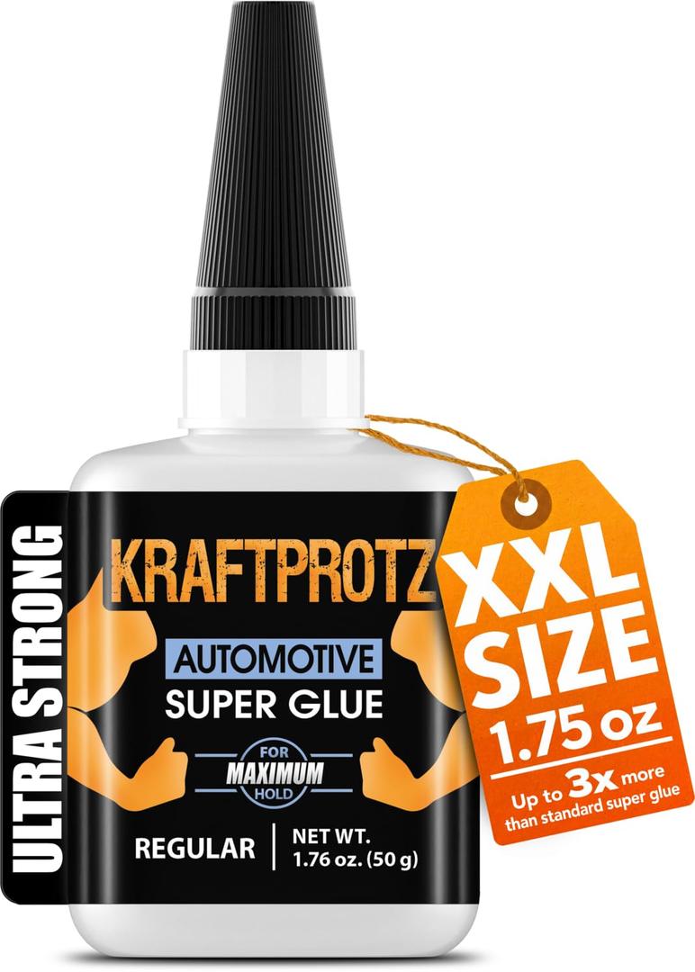 Automotive Super Glue Liquid 1.76 oz XXL  for Cracks in Trim, Panels, Headlights & Clips  Fast-Drying, Oil & Heat Resistant Bond for Cars, Motorcycles & RVs  Thin Cyanoacrylate