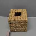 KOLWOVEN Tissue Box Holder - Square- Rattan Wicker Tissues Cube Box Cover -Boho Decorative Woven Facial Tissue Holder on Table and Barthroom (Square)