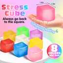 8 Pcs Stress Cube Bulk Ice Cube Stress Ball Anxiety Relief Soft Squeeze Sensory Ball for Party Favors Prizes Goodie Bag Stuffers (Pink,Blue,Green,Orange)