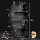 Halloween Goth Coffin Bookshelf 48''H - Wood Tall Coffin Shelf with Spider Web Gothic Decor, Black Spooky Curio Shelf for Home Decor, 48’‘H Coffin Bookcase