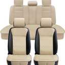 Elantrip Car Seat Cover Full Set Leather Car Seat Protector Universal fit for Most Cars SUVs and Trucks Water Proof Front and Rear Seat Protector Beige