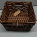 2 Pack Woven Storage Baskets, Large Poly Wicker Organizer Bins for Shelves, Plastic Waterproof Organizing Cube Container, Storage Boxes with Handle for Closet Pantry,12" x 12" x 6"