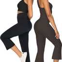 Sunzel High Waist Mini Flared Leggings for Women, Tummy Control Casual Flare Yoga Pants for Yoga Workout Gym (L)