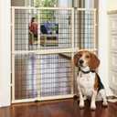 MYPET Wire Mesh Dog Gate: 29.5"-40" Wide, Pressure Mounted with No Tools; Expandable, Durable Pet Gates for Doors and Hallways, 37" Tall, Made with Sustainable Hardwood