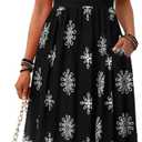 MCKOL Women Sleeveless Crewneck Ruched High Waisted Tank Long Sundress Wedding Guest Cocktail Boho Maxi Dress with Pockets (Black, M)