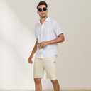 Men's Corduroy-Style Shorts Elastic Waist Drawstring 7 Inch Inseam Polyester Casual Shorts with Pockets (XL)