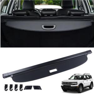 Cargo Cover Fit for 2021-2025 Ford Bronco Sport Rear Storage Waterproof Retractable Rear Trunk Security Cover Shielding Shade Black