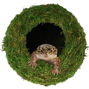 Mossy Caves, Artificial Green Moss Caves Hide for Pet Reptile Frogs and Snakes, Terrarium & Vivarium Decor, Crested Gecko Tank Decor (4" - Woodland Green)