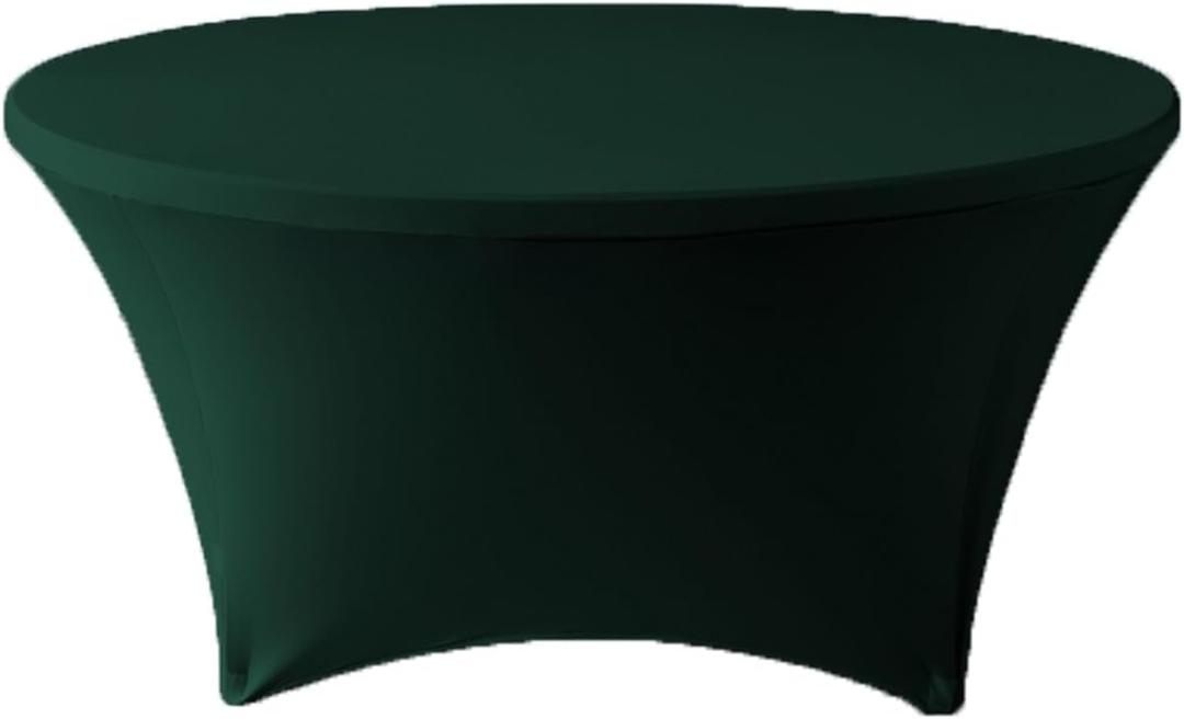Hunter Green 5 ft 60inch Round Spandex Tablecloth Fitted Stretch Table Cover for Wedding Party Decoration