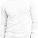COOFANDY Mock Turtleneck for Men Long Sleeve T Shirts Casual Knitted Half Neck Thermal Pullover Sweater White, XL