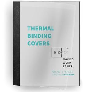 Binditek Thermal Binding Presentation Covers, 1/2 Inch Spine,Black,10 Pack