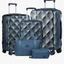 Somago 3-Piece Suitcase Set: Carry On Luggage with YKK Zipper, TSA Lock, ABS Hardside, Spinner Wheels, Ice Blue