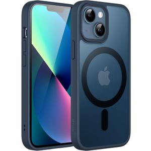 JETech Magnetic Case for iPhone 13 Mini 5.4-Inch Compatible with MagSafe, Translucent Matte Back Slim Shockproof Phone Cover (Storm Blue)