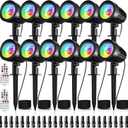 15W RGB Low Voltage Landscape Lighting, LED Color Changing Landscape Lights with Remote Control, 12V IP66 Waterproof Outdoor Spot Lights for Yard Garden Pathway Patio,12 Pack with connectors