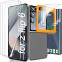 Ferilinso Screen Protector for Samsung Galaxy Z Flip 6 / Z Flip 7 FE [Phone Case Friendly] - Inside Film, 3 Pack Back Tempered Glass, Camera Lens Protector Accessories
