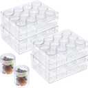 4 Pcs Bead Organizer Transparent Embroidery Bead Storage Containers with Lid, Diamond Art Plastic Storage Containers for DIY Crafts Jewelry Earring Sewing Pills Nail Small Items, Clear (12 Grids)
