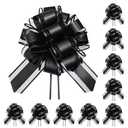 2 x TIMESEEK 10-Pack Jet Black Pull Bows for Gift Wrapping - 6 Inch Reusable Ribbon Bows, Large Instant Floral Decor Bow for Wedding, Christmas, Birthday Decor, Gift Basket & Party Decorations