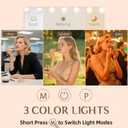 Makeup Vanity Mirror with 15 Dimmable LED Bulbs，23"x18" Large Vanity Mirror with 3 Color Lights，Detachable 10X Magnifying Mirror，White Vanity Lighted Mirror for Tabletop and Wall Mounted