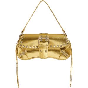 Verdusa Women's Y2K Purse Trendy Goth Studded Punk Leather Shoulder Bag 2000s Purse (Gold)