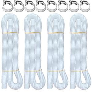 Pool Hoses for Above Ground Pools, 4 Pack 1.25 x 59 Inch Pool Filter Pump Hoses, Compatible with Intex Pool Filter Pump 607, 637 With 8 Metal Clamps(4) Pool Hoses for Above Ground Pools, 4 Pack 1.25 x 59 Inch Pool Filter Pump Hoses, Compatible with Intex Pool Filter Pump 607, 637 With 8 Metal Clamps(4)