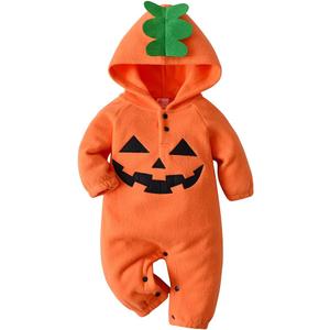 ACEHCEAR Baby Pumpkin Costume Baby Halloween Costumes Kids Hooded Romper Orange Onesie Unisex 12-20 months
