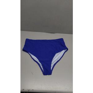 CUPSHE Women's Plus Size Bikini Bottom High Waisted Swimsuit Tummy Control Ribbed Swimwear 1X, Royal Blue