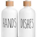 2 x MOMEEMO White Soap Dispenser Set, Contains Hand and Dish Soap Dispenser, Suitable for Kitchen Decor. (White)
