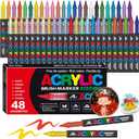 Acrylic Paint Markers, Soft Brush Tip Pens and Markers, Acrylic Paint Pens for Wood, Stone, Canvas, Glass, Fabric, Egg, Rock Painting and DIY Crafts Art Supplies (48)