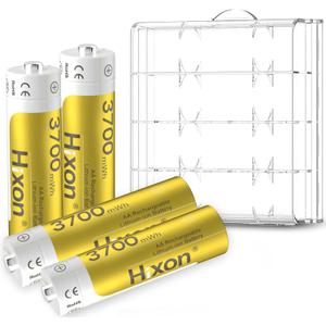 Hixon Rechargeable Batteries AA Lithium 4 Pack, 3700mWh High Capacity Double A Battery,1.5V Constant Volt AA Rechargeable Li-ion Battery 2000Cycles for Blink Quest Xbox(No Charger)