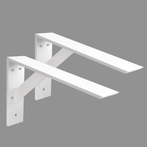 Heavy Duty Shelf Brackets 2 Pack 16" x 10" x 2.5" White Steel 3/8" Thick Countertop Support Mantel L Bracket for Wood Granite Quartz Countertop