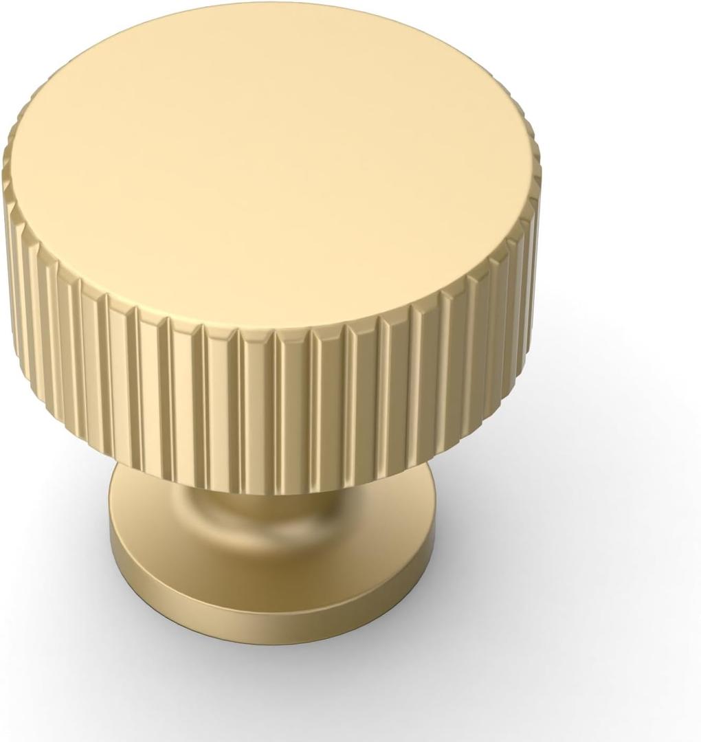 Asidrama 10 Pack Brushed Gold Kitchen Cabinet Knobs Drawer Cabinet Hardware Zinc Knobs for Dresser Drawers (Single Hole Knob)