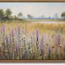 KISSFOX Vintage Framed Wall Art Decor Countryside Landscape Pictures Wall Decor Rustic Wildflower Paintings Scenery Canvas Art Prints Modern Farmhouse Artwork For Bedroom Kitchen Living Room (8x10 in, Lavender)