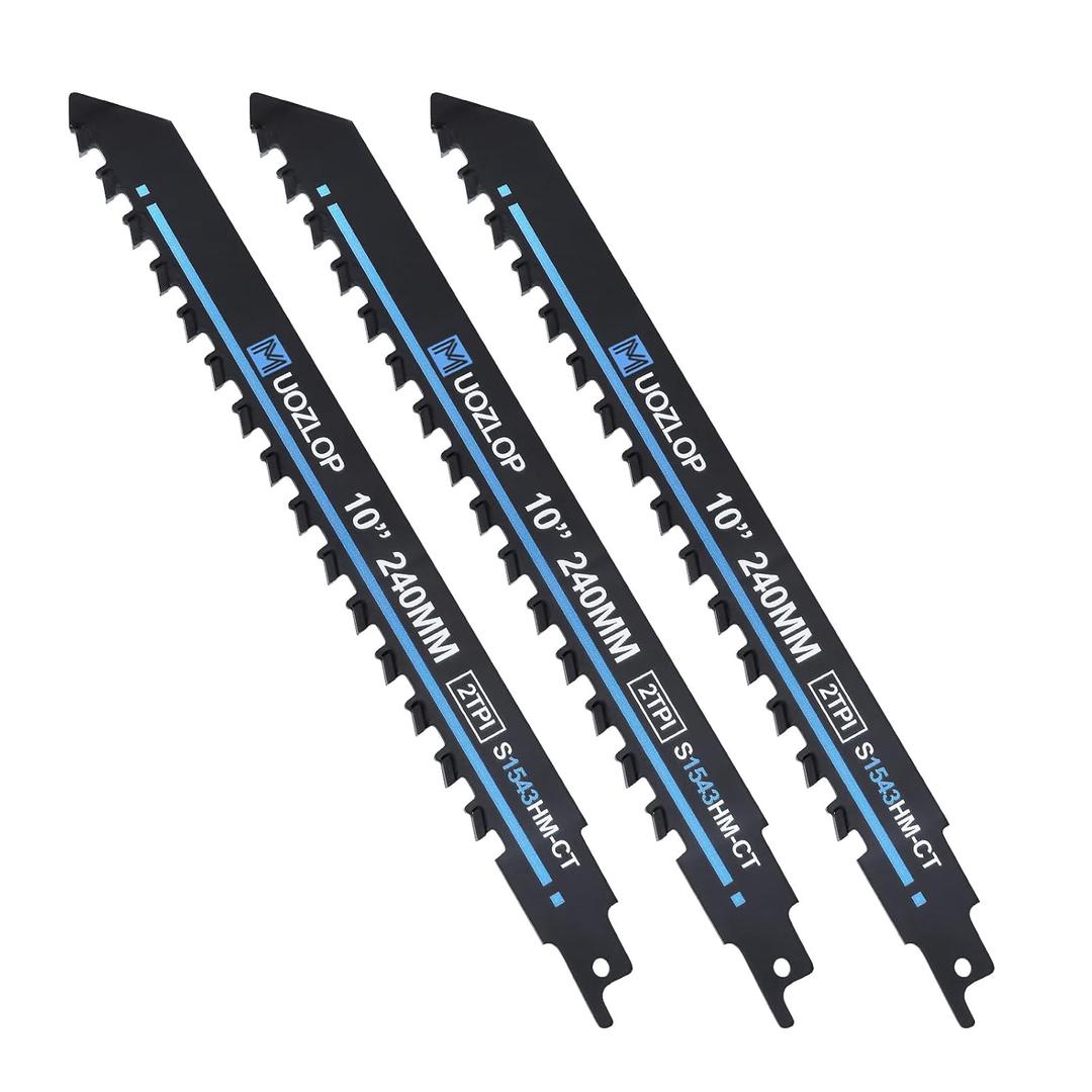 10 inch Masonry Reciprocating Saw Blades,2TPI Carbide Blade Strong teeths for Cutting Brick, Cement, 3 Pack (3, 10 inch)