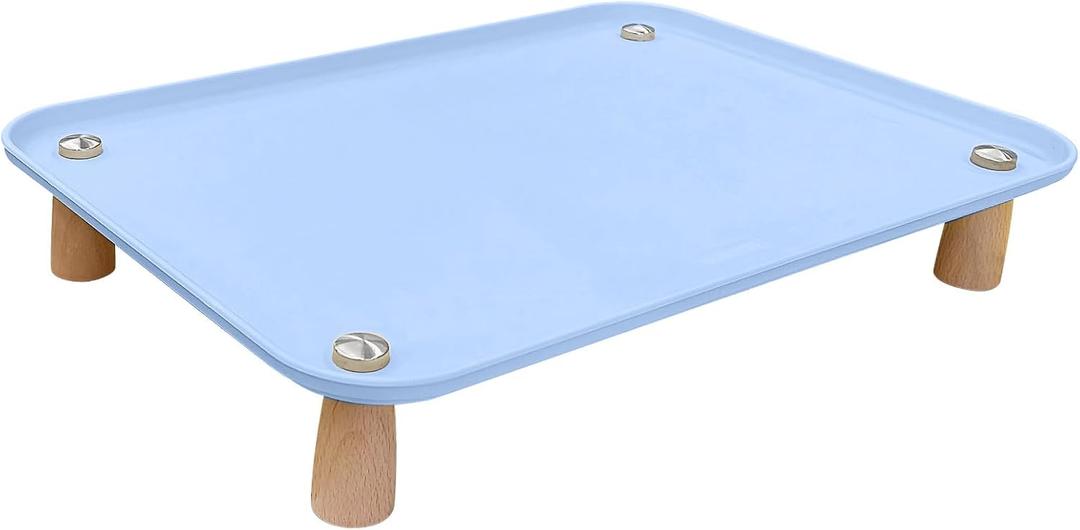 2 x Large Elevated Cat & Dog Bowl Stand,3 inch Height Raised Feeder Compatible with Most Automatic Pet Feeders & Water Fountains, Anti-Slip & Spill-Proof Large Pet Food Tray,17 x 12 Inches (Blue)
