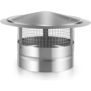 10 Inch Galvanized Steel Chimney Cap, Round Chimney Cover with Screen, Stove Pipe Topper for Outside Fireplace Flue, Furnace Roof Vent