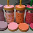 Sursip Toddler Stainless Steel Cups with Lids and Straws, Spill Resistant Sippy Cups Kids Tumbler with Silicone Straws for Smoothie, Drinking, Snacks, BPA-Free, Dishwasher Safe - 15 oz (4 Packs)