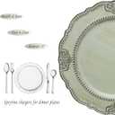 Spsyrine Antique Light Green Charger Plates Set of 6, 13" Plate Chargers for Dinner Plates, Wedding, Banquets, Party