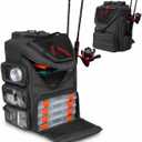 kokkoya 40L Fishing Tackle Backpack with 2 Rod Holders Two-Tier Storage