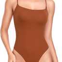 HeyNuts Women's Double Layer Ultra Soft Spaghetti Strap Scoop Neck Sleeveless Bodysuit, Backless Causal Tank Tops