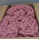 Bigacogo Chunky Knit Throw Blanket for Couch, 40x60 inches, 100% Hand Knitted with Thick Jumbo Chenille Yarn, Cozy Soft Large Rope Knot Cable Crochet Blankets for Sofa Bed Living Room, Burnt Rose