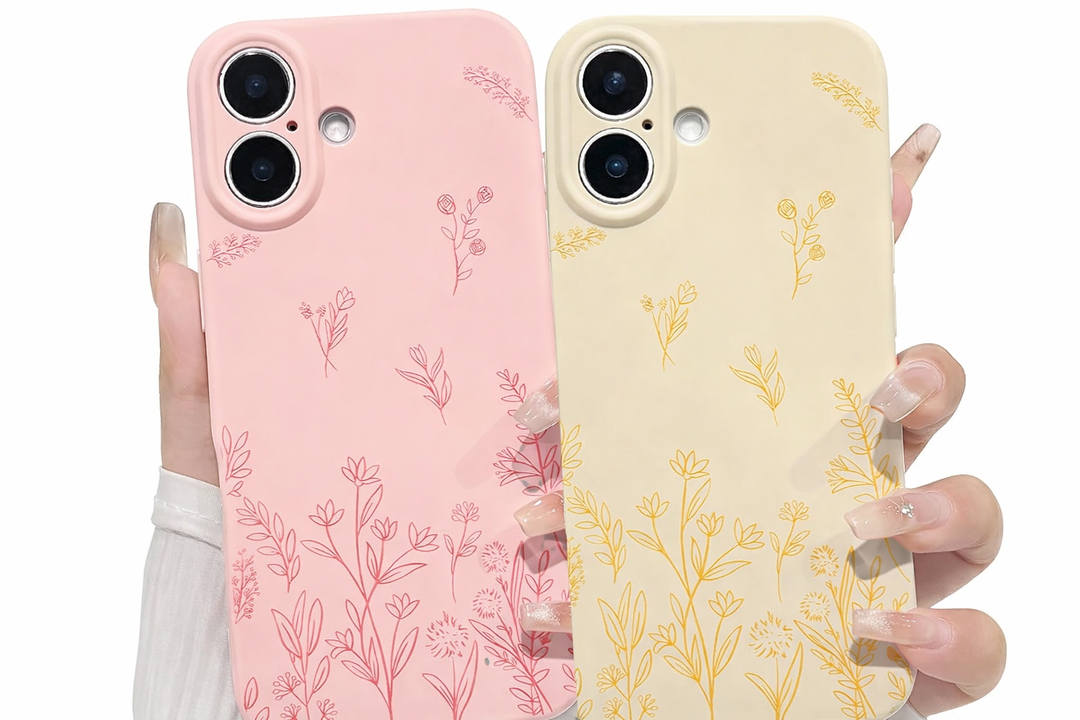 NITITOP Compatible with iPhone 16 Plus Case Cute Flowers Floral Plant Pattern for Women Girls Trendy Slim Fit TPU Bumper Silicone Shockproof Full Camera Protection Cover - Pink & Yellow