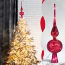 Gejoy Mercury Glass Finial Christmas Tree Topper 12 Inches Vintage Spherical Xmas Tree Topper Mid Century Christmas Ornament for Home Xmas Holiday Party Decorations(Burgundy)