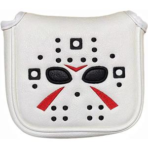 Golf Putter Cover White Mallet Putter Headcover Magnetic Hockey Golf Club Cover Headcover for All Brand 5.51" Width, 5.11" Width