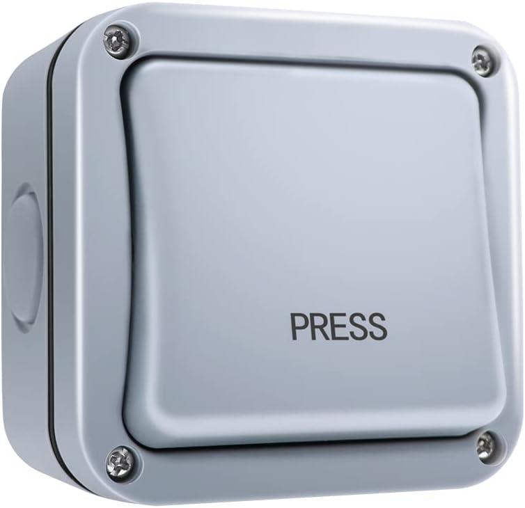 TOPENS TC148 Waterproof Wall Push Button Surface Mounted Wired Release Switch for Automatic Gate Opener, Door Access Control System and Doorbell System, Momentary Contact Switch for Outdoor Use