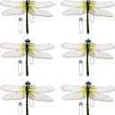 3 x 6 Pack Dragonfly Clips, Lifelike Dragonfly Ornaments Outdoor Yard Garden Stakes for Hat,Deer and Horse, Fly Scare Devices for Indoor Outdoor Garden Patio Plants (6 Pack)