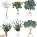 jiebor Eucalyptus Greenery Stems Fake Faux Silk Plastic Artificial White Flowers Leaves Plants for DIY Bouquets Floral Arrangement Centerpiece Wedding Shower Engagement Tables Home Farmhouse Decor 40
