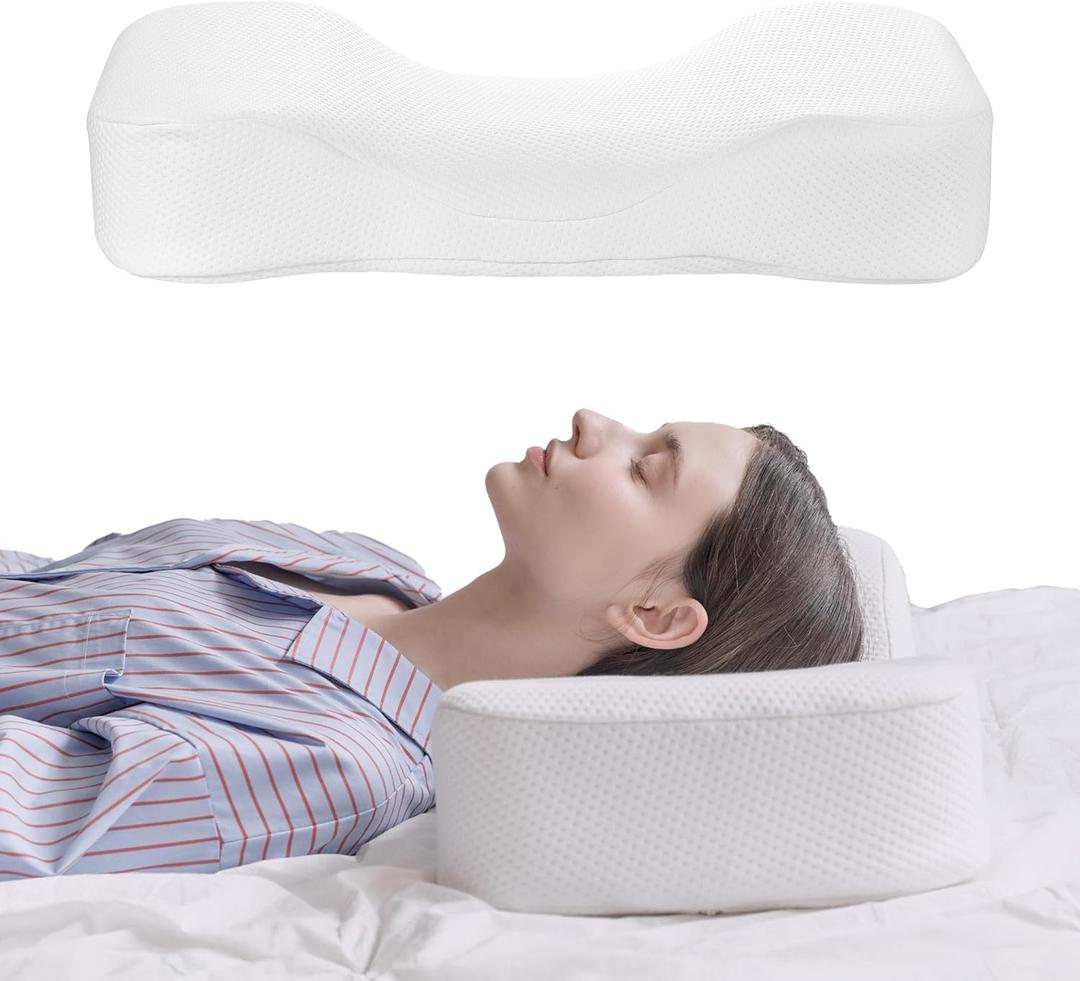 C-Curve Cervical Pillow for Neck Alignment, Ergonomic Contour Design with Adjustable Height Pad, Washable Cover, Made in Korea