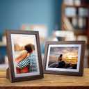 Giftgarden Brown 5x7 Picture Frame Set of 4, 6x8 Matted to 5x7 Photo Rustic Walnut Frames with Mat for Wall or Tabletop