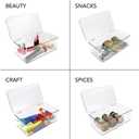 Isaac Jacobs Medium Stackable Organizer Bin (10.75x6.5x3.7) w/ Hinged Lid, Clear Storage Box, Home, Office, School, Fridge, Bathroom, Kitchen, Pantry Container, BPA-Free, Food Safe (Medium, Clear)