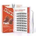 GAQQI Self Adhesive Lash Clusters, Pre Glued Eyelashes 10-14mm Wispy Cluster Lashes, Press On No Glue False Eyelashes, Strong Adhesive & Reusable GluelessPG4